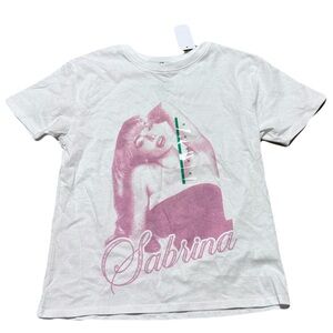 Sabrina Carpenter Girls Teen Junior Top White Shirt Size M
